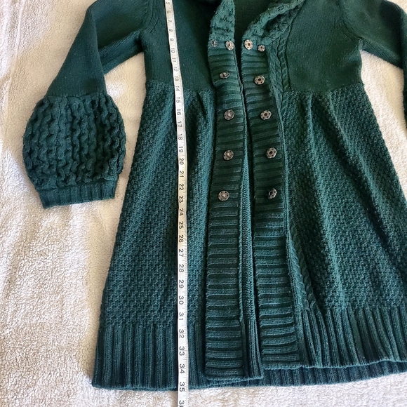 Old Navy Green Knit Long Cardigan Coat  Winter Cozy Wool Blend - Picture 6 of 6